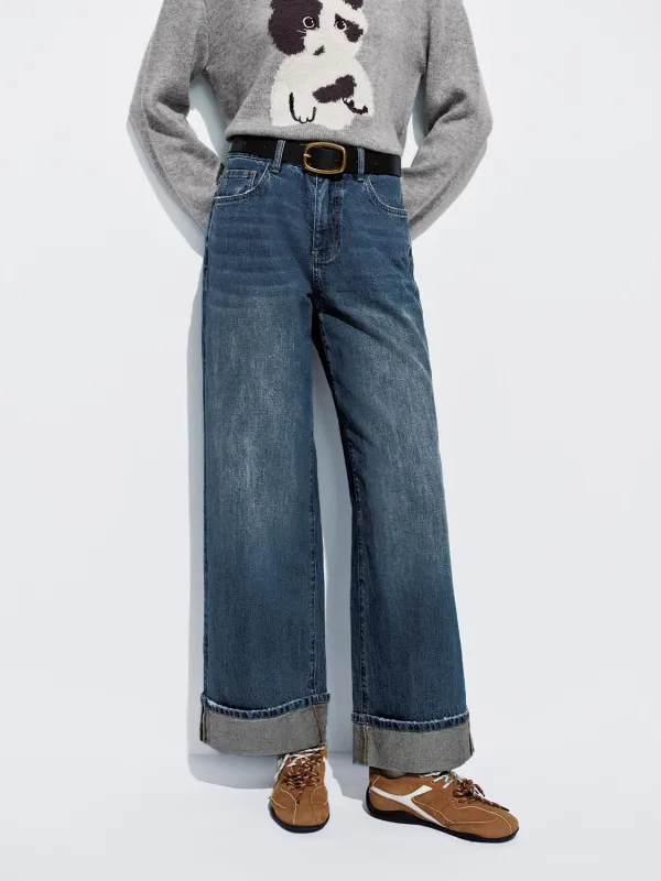 Belted Cuffed Wide Leg Jeans sold by Urban Revivo