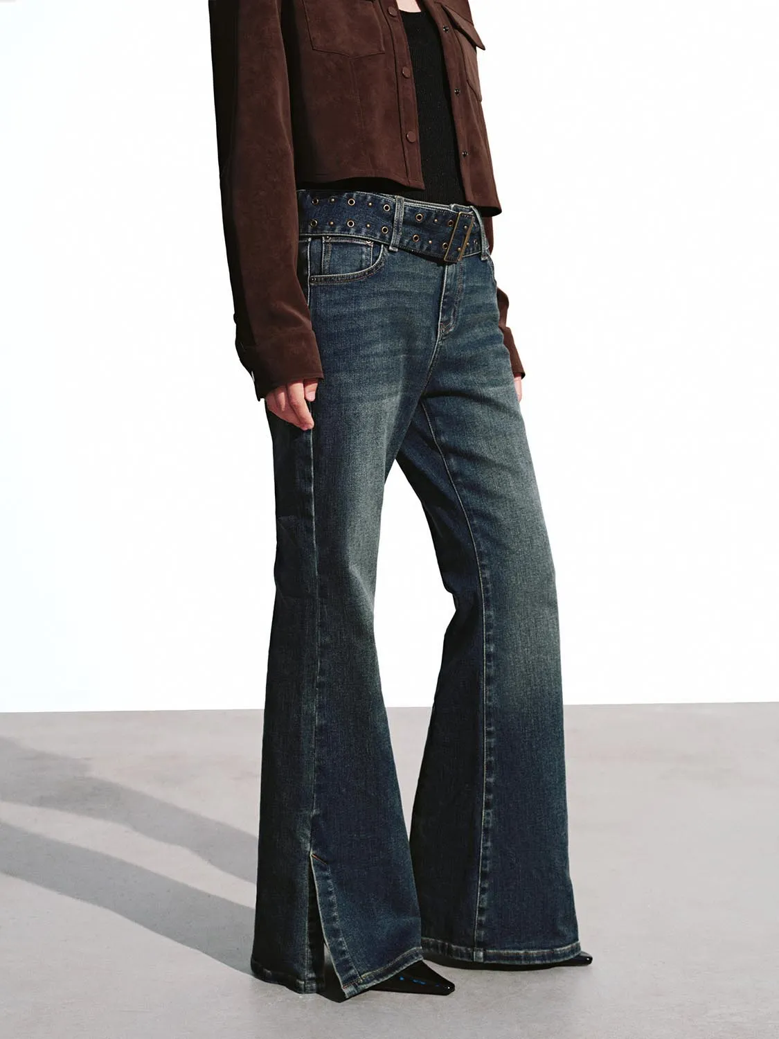 Belted Flare Leg Jeans sold by Urban Revivo product image thumbnail 3