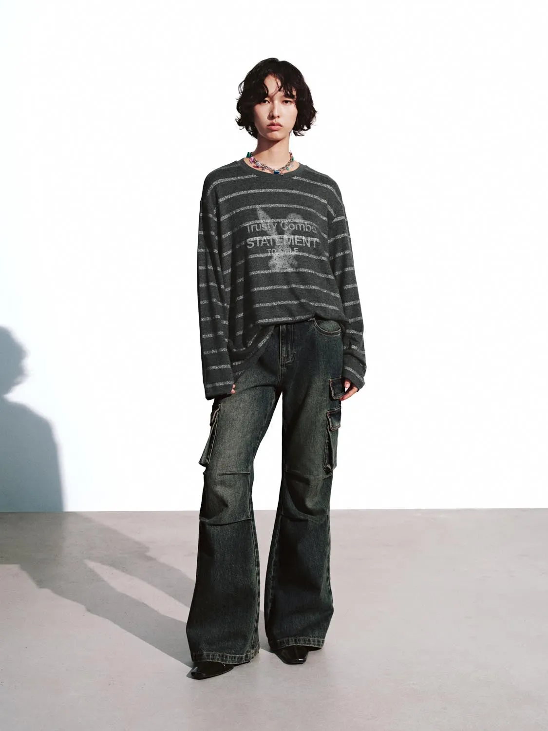 Graphic Striped Long Sleeve T-Shirts sold by Urban Revivo product image thumbnail 4