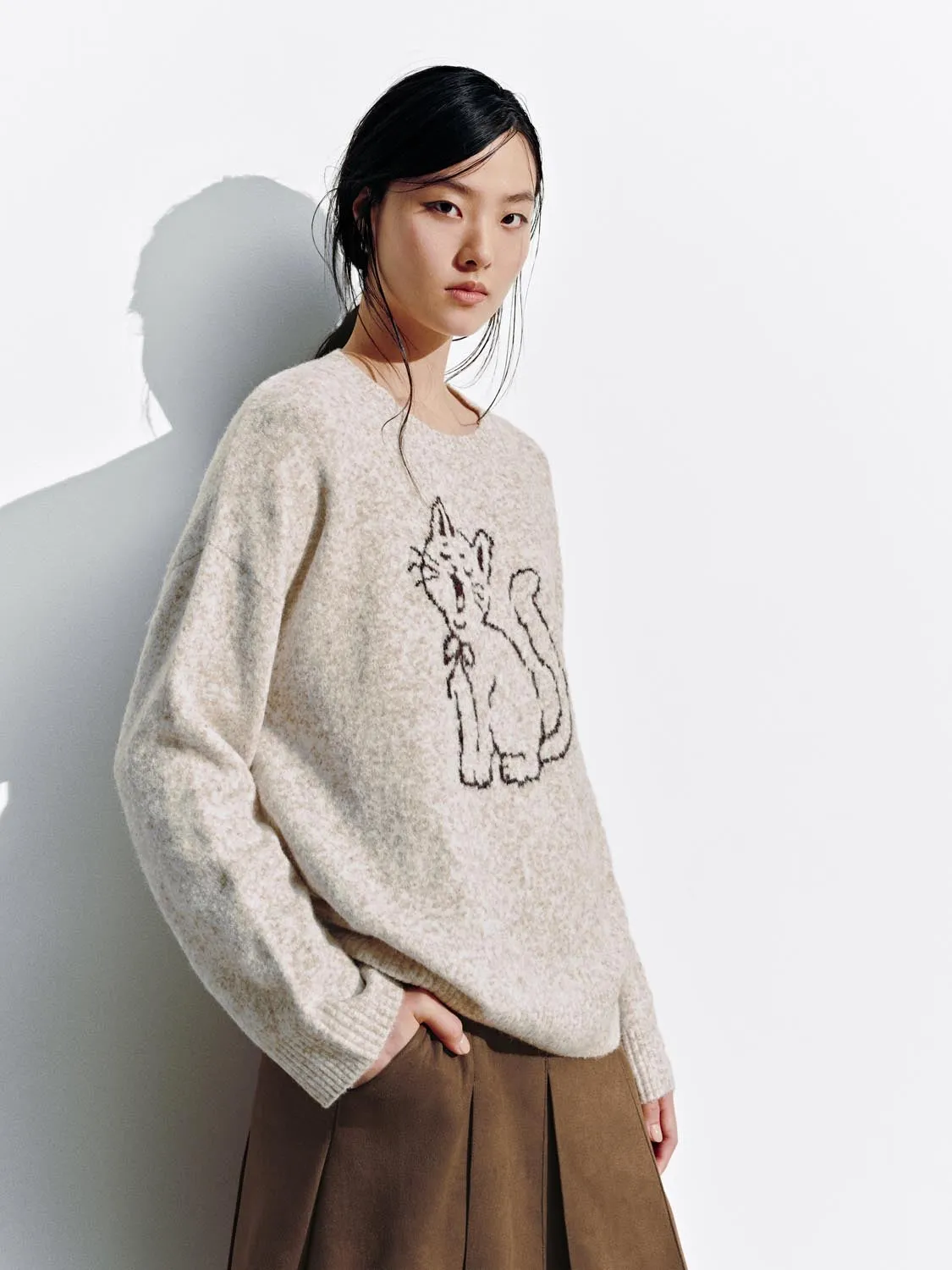 Intarsia Long Sleeve Knitted T-Shirts sold by Urban Revivo product image thumbnail 2