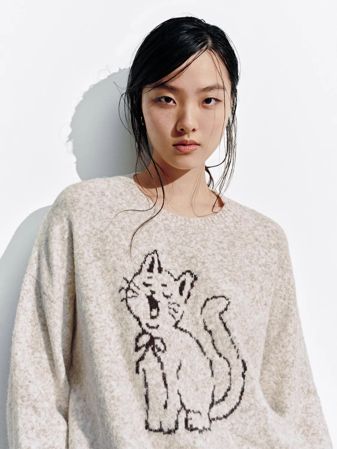 Intarsia Long Sleeve Knitted T-Shirts sold by Urban Revivo product image thumbnail 3