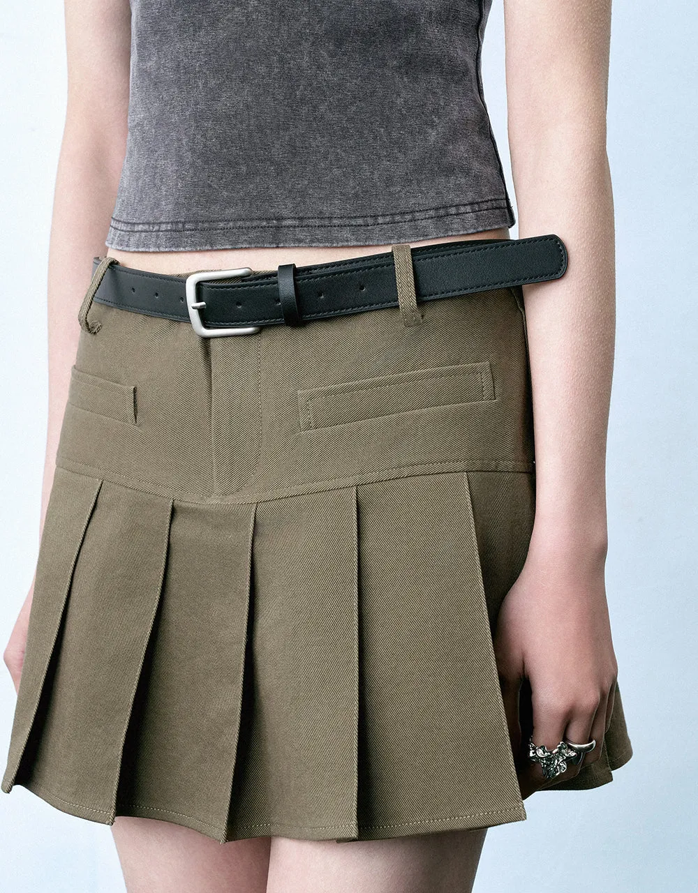 Pleated Mini A-Line Skirt With Belt sold by Urban Revivo product image thumbnail 5