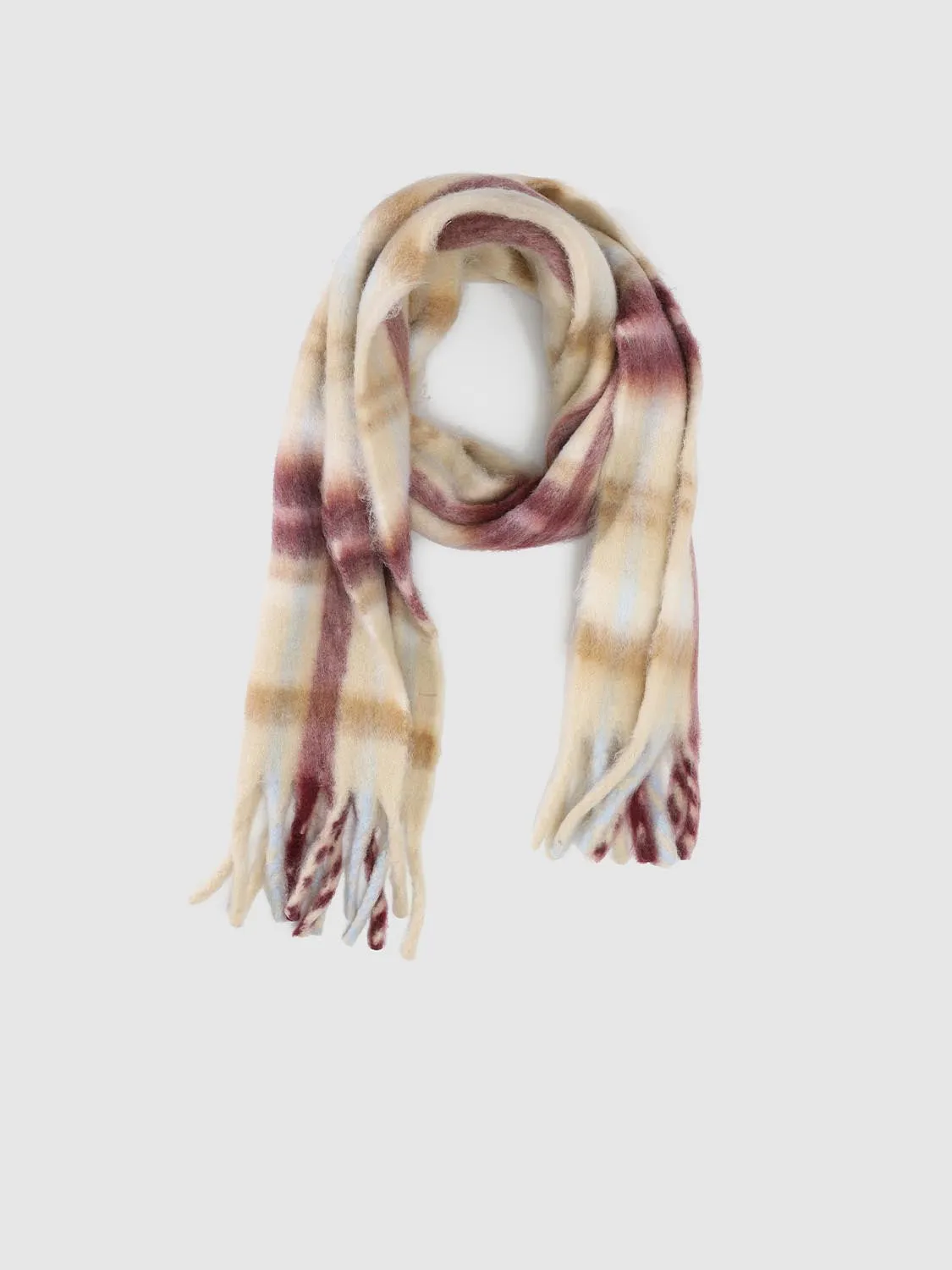 Fluffy Check Fringed Scarf sold by Urban Revivo