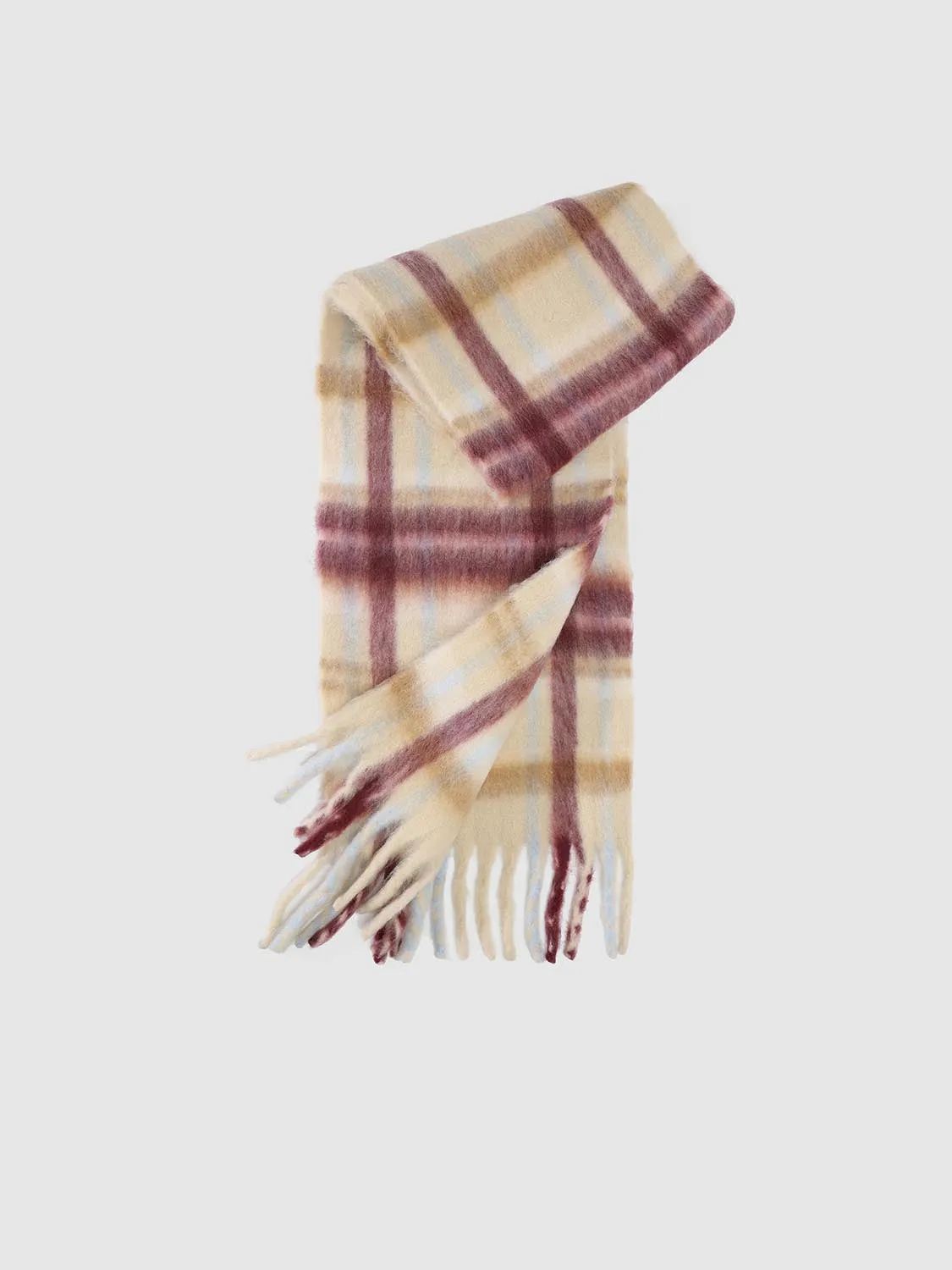 Fluffy Check Fringed Scarf sold by Urban Revivo product image thumbnail 2