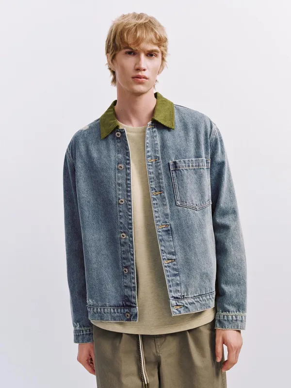 Contrast Collar Denim Trucker Jackets sold by Urban Revivo