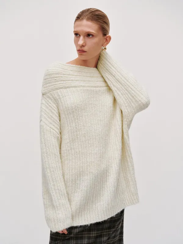 Off-the-Shoulder Long Sleeve Knitted T-Shirts sold by Urban Revivo