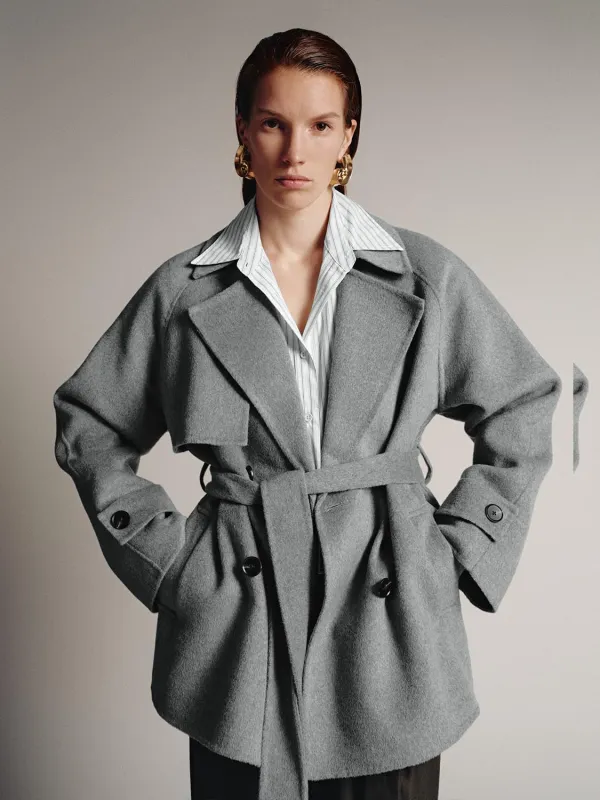 Belted Double Breasted Wool Blend Coats sold by Urban Revivo