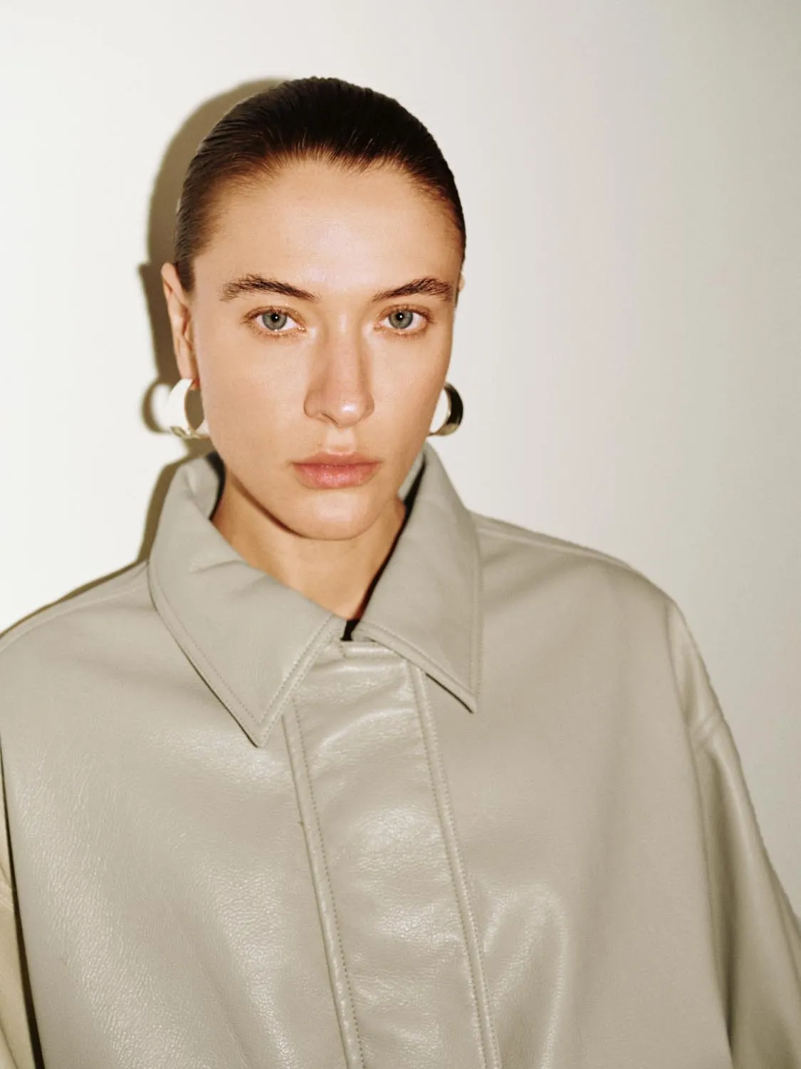 Faux Leather Concealed Button Bomber Jackets sold by Urban Revivo product image thumbnail 3