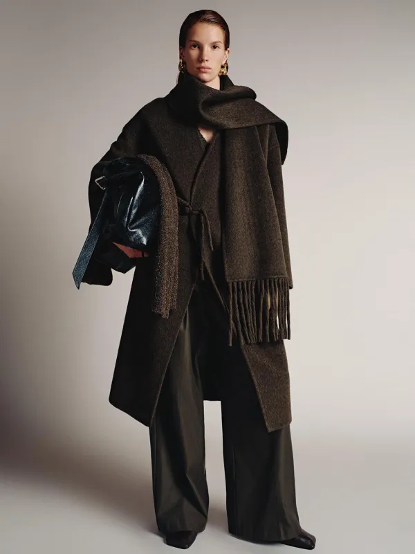 Fringed Scarf Oversize Wool Blend Coats sold by Urban Revivo