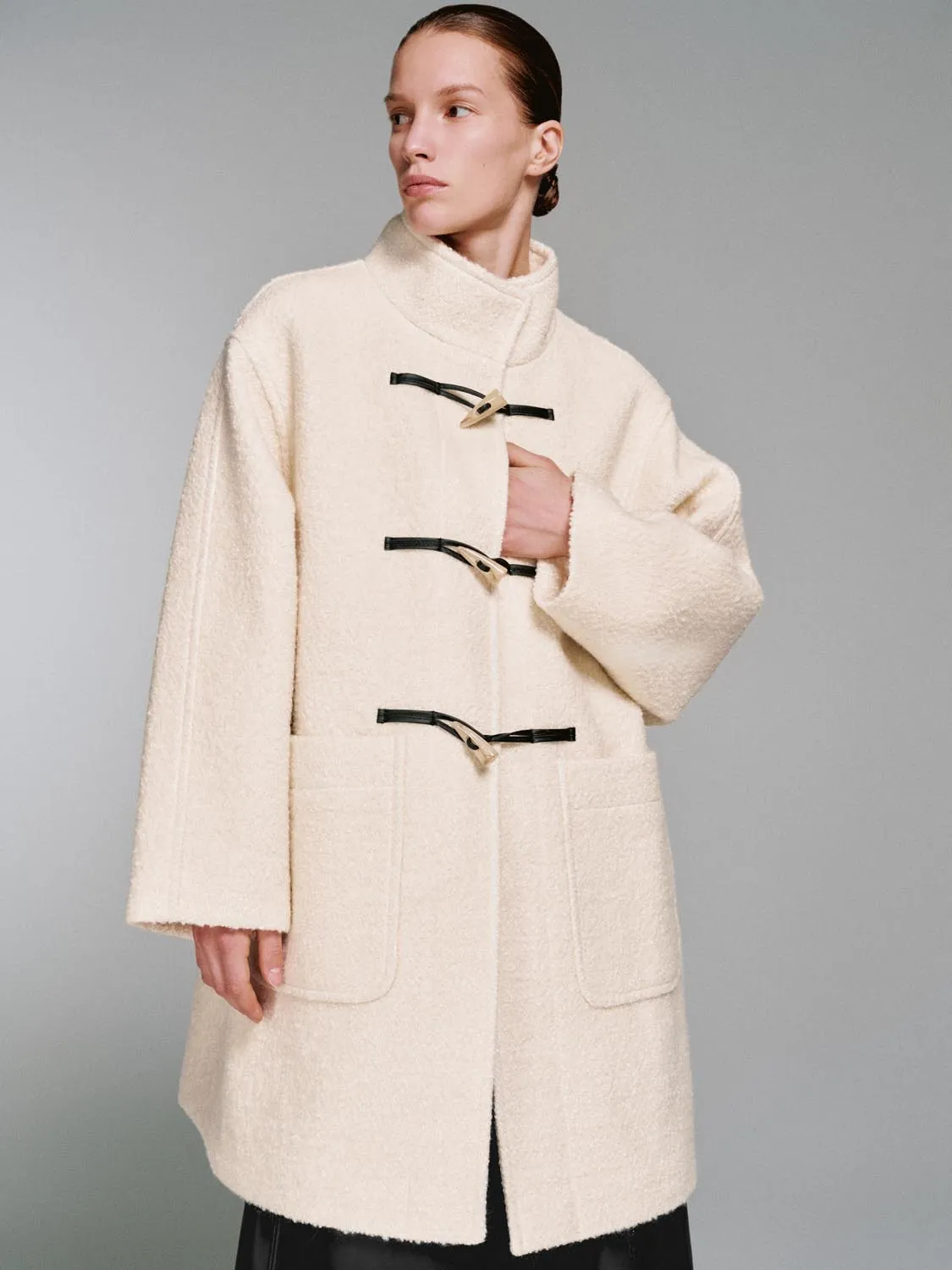 High Neck Toggle Detail Wool Blend Coats sold by Urban Revivo product image thumbnail 2