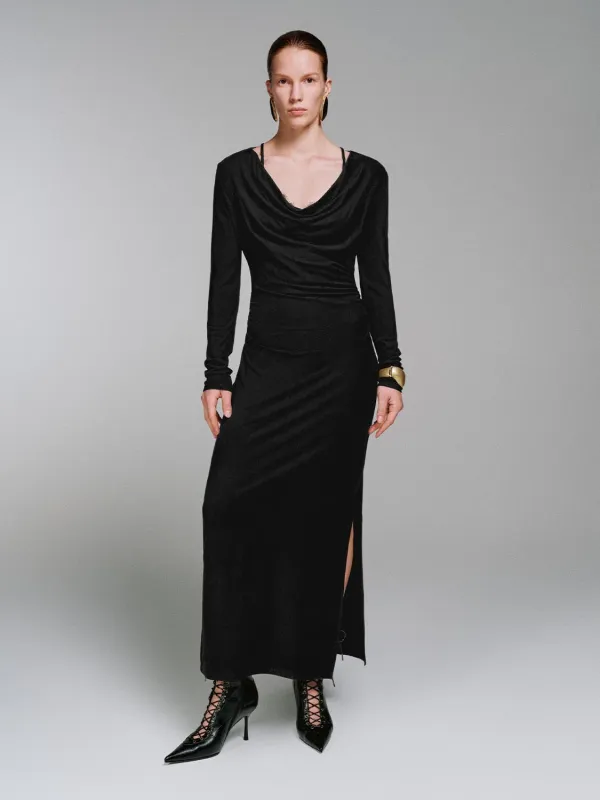Lace Hem Cinched Maxi Straight Dresses sold by Urban Revivo