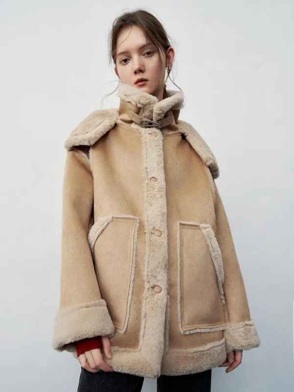 Faux Shearling High Neck Button Up Jackets sold by Urban Revivo