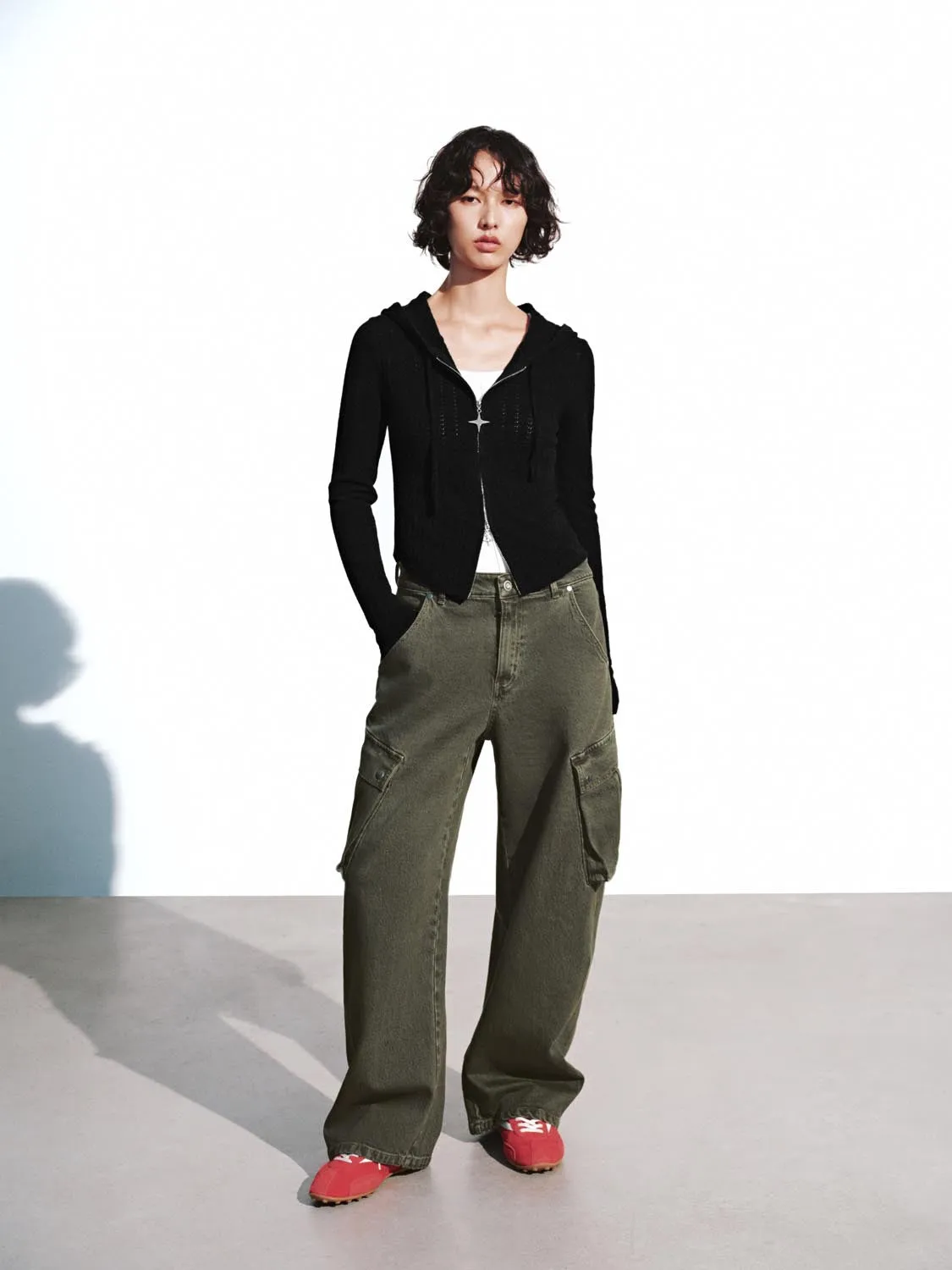 Slim Hooded Zip Up Knitted Cardigans sold by Urban Revivo product image thumbnail 4
