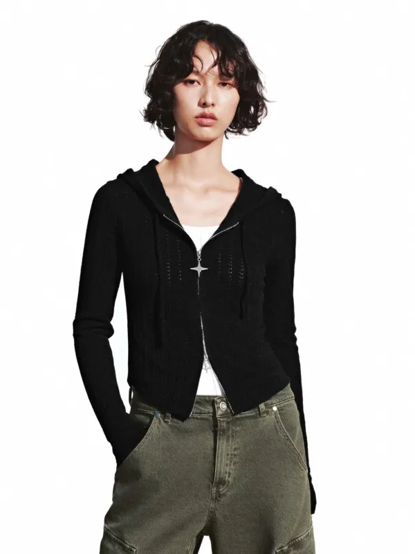 Slim Hooded Zip Up Knitted Cardigans sold by Urban Revivo