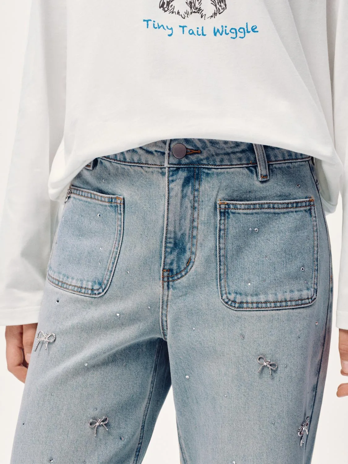 Bow Detail Wide Leg Jeans sold by Urban Revivo product image thumbnail 5