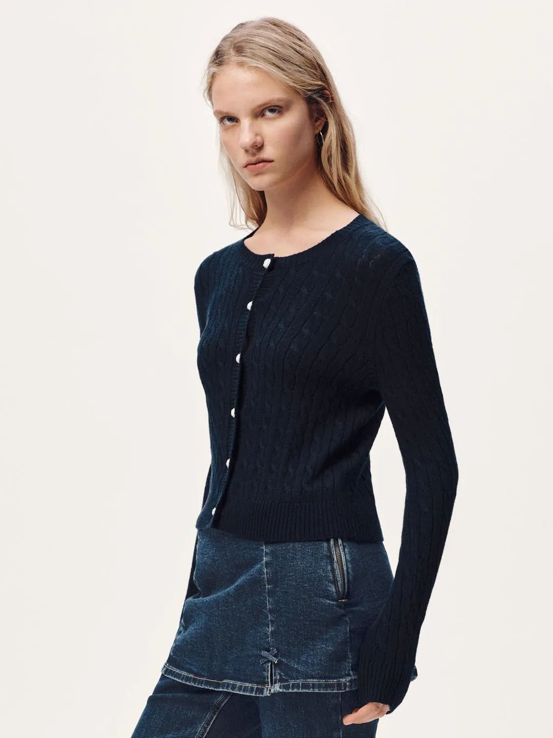 Crew Neck Braided Knitted Cardigans sold by Urban Revivo product image thumbnail 2