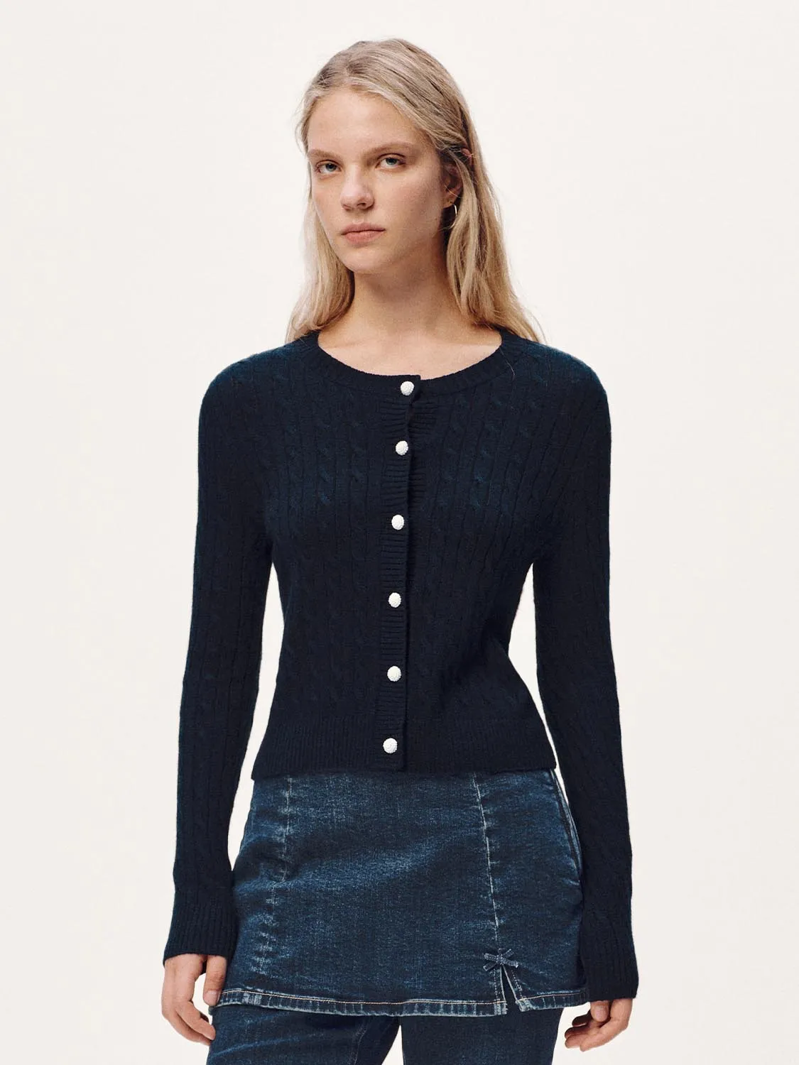 Crew Neck Braided Knitted Cardigans sold by Urban Revivo