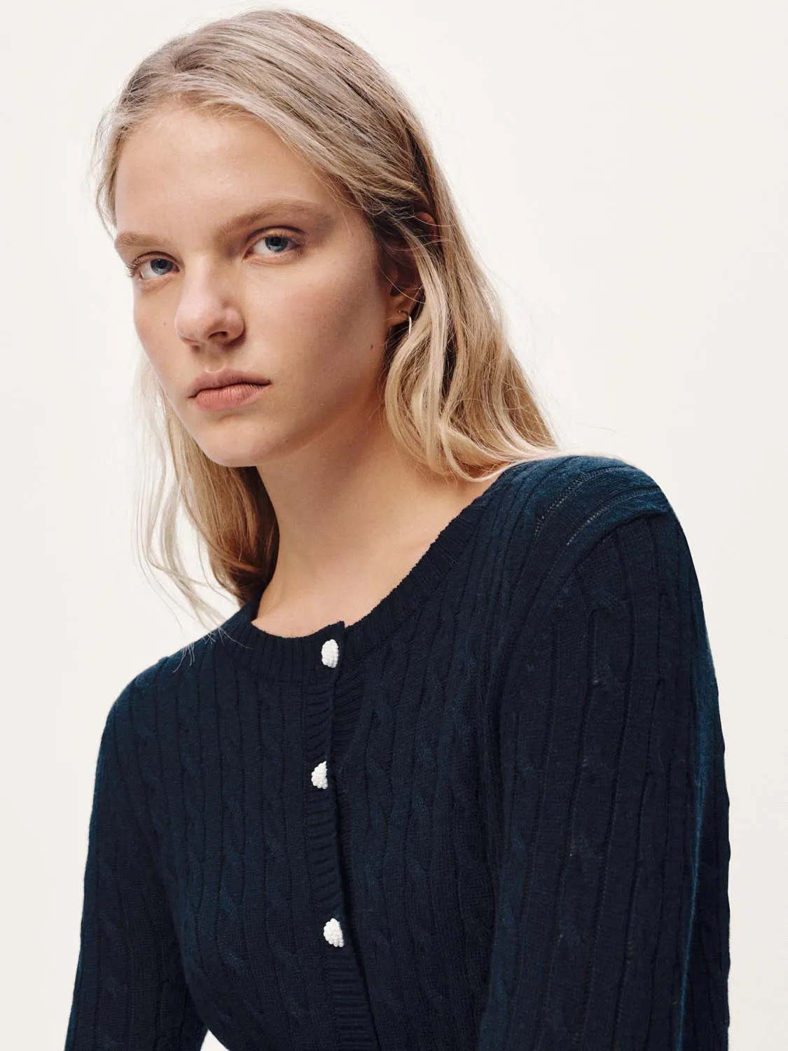 Crew Neck Braided Knitted Cardigans sold by Urban Revivo product image thumbnail 3