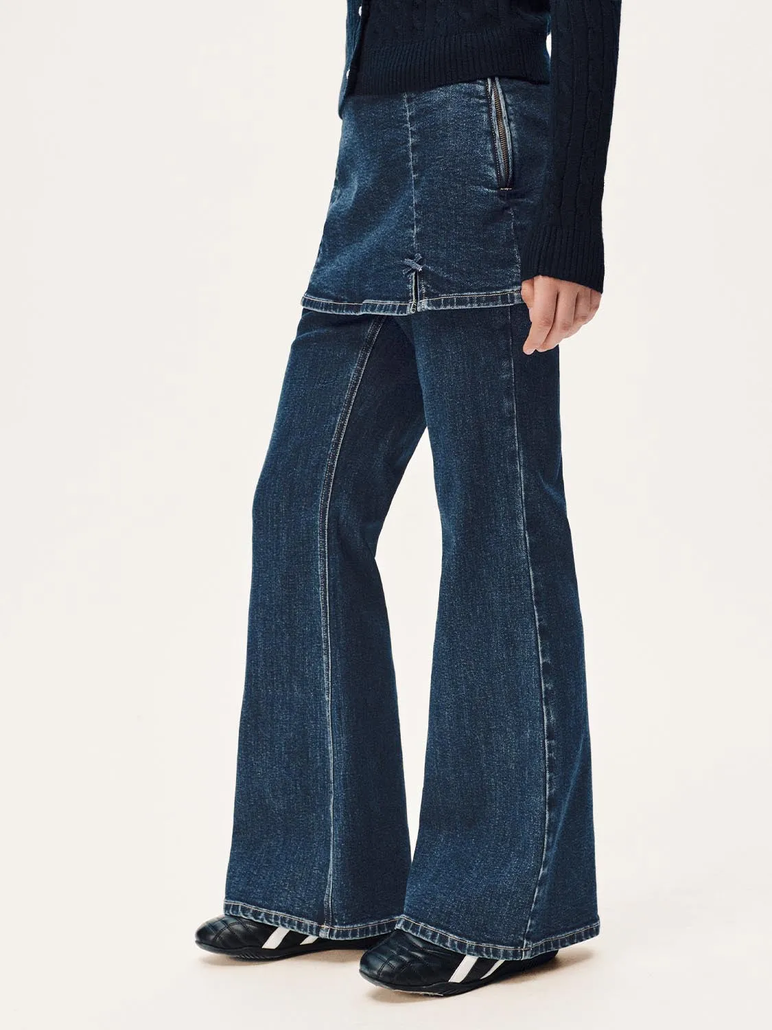 2 In 1 Skirt Overlay Flare Leg Jeans sold by Urban Revivo product image thumbnail 3