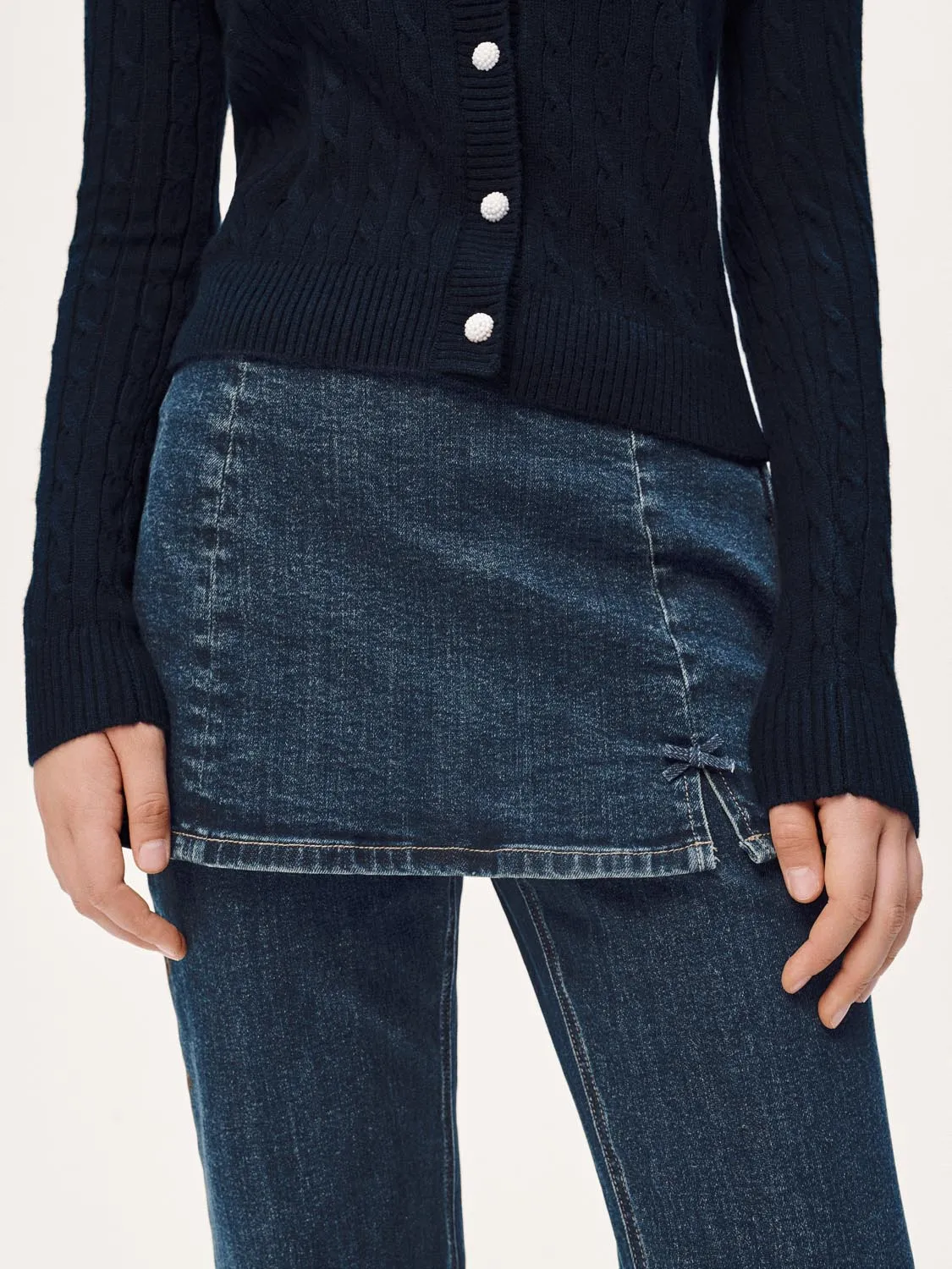 2 In 1 Skirt Overlay Flare Leg Jeans sold by Urban Revivo product image thumbnail 5