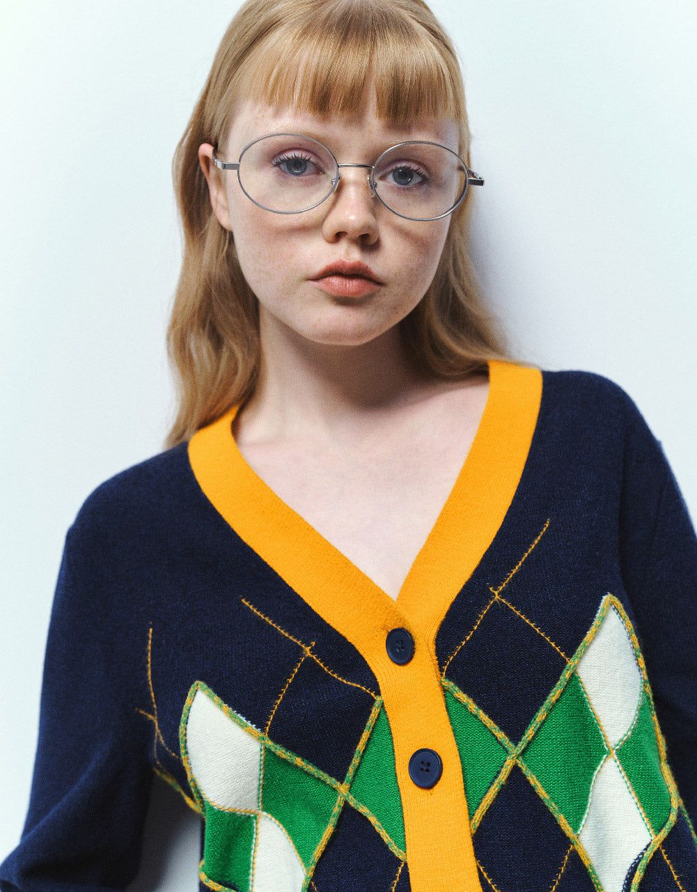 Argyle Printed V-Neck Knitted Cardigan sold by Urban Revivo product image thumbnail 5