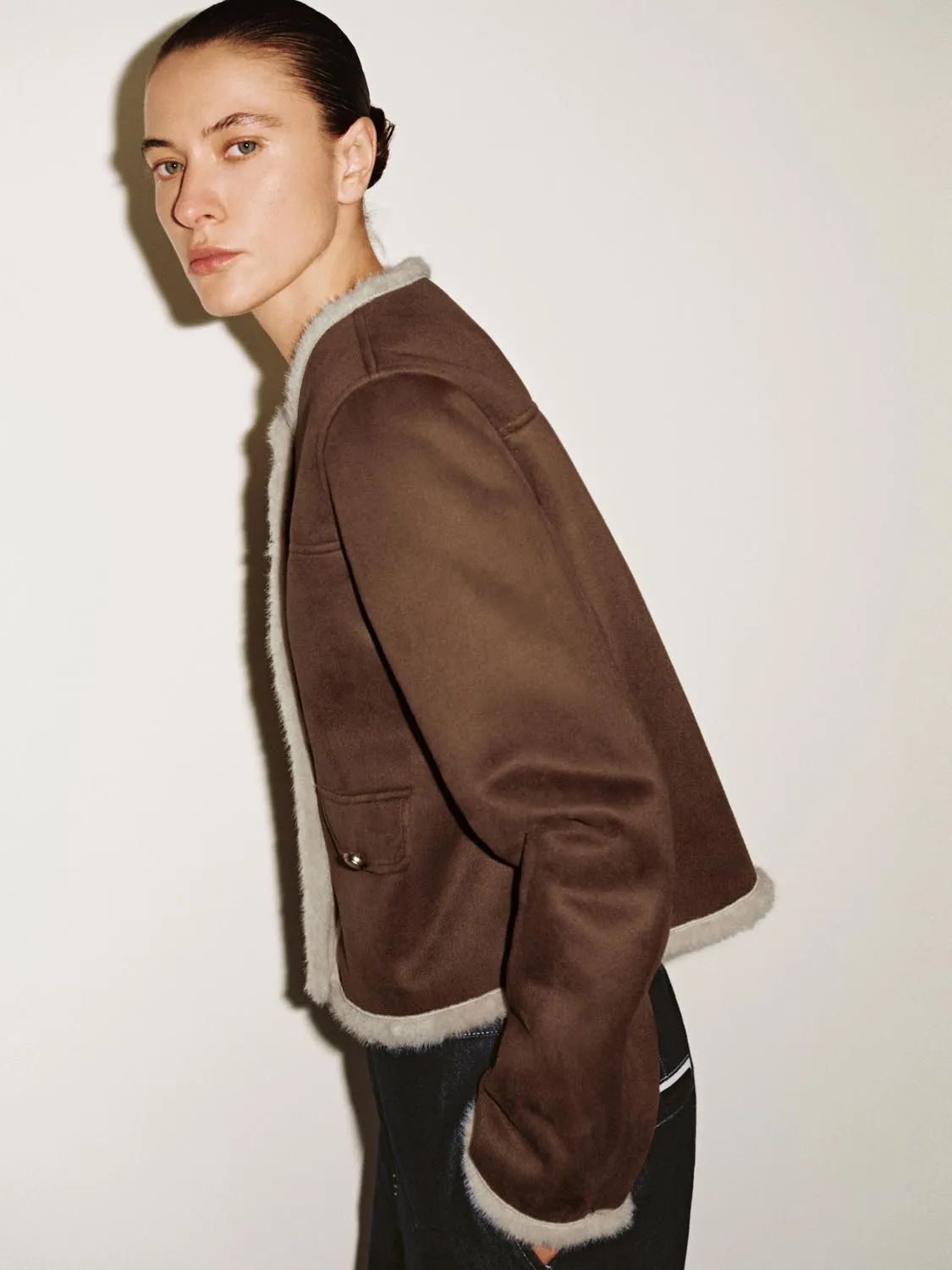 Flap Pocket Fluffy Hem Tailored Jackets sold by Urban Revivo product image thumbnail 3