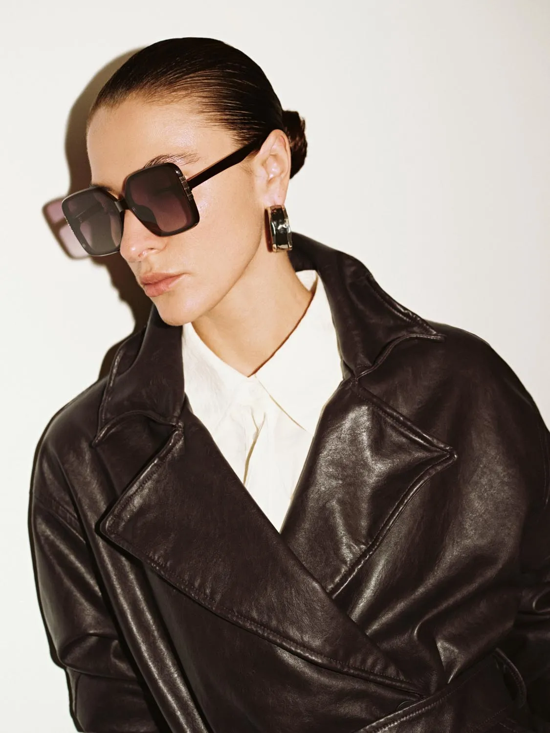 Double Breasted Belted Faux Leather Jackets sold by Urban Revivo product image thumbnail 3