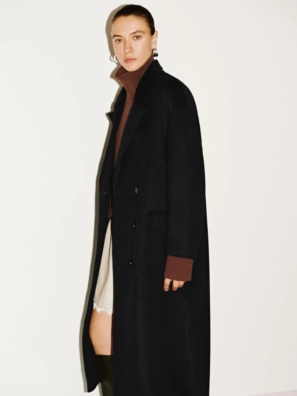 Wool Blend Double Breasted Flap Pocket Coats sold by Urban Revivo product image thumbnail 2