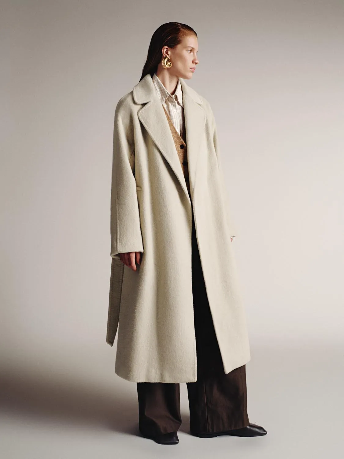 Wool Blend Belted Large Lapel Coats sold by Urban Revivo product image thumbnail 4