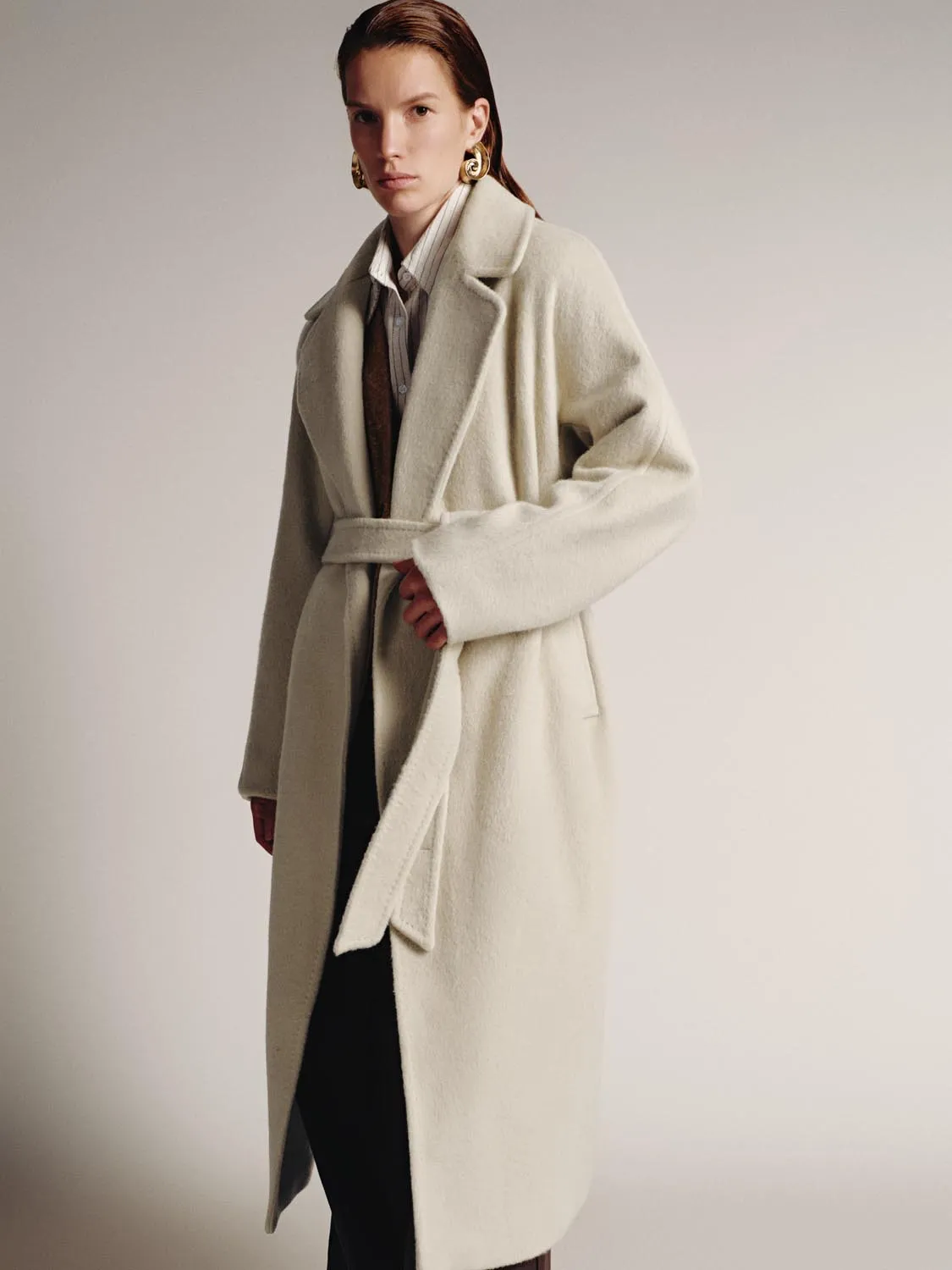 Wool Blend Belted Large Lapel Coats sold by Urban Revivo product image thumbnail 2