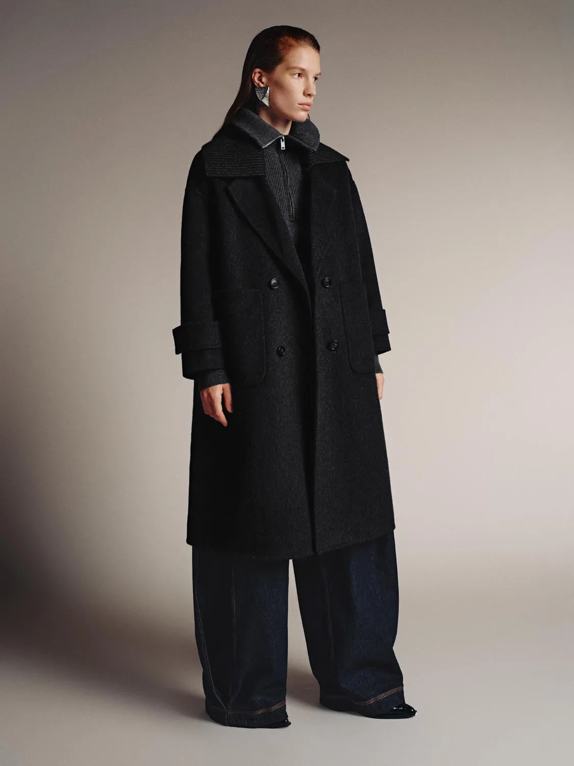 Wool Blend Patch Pocket Large Lapel Coats sold by Urban Revivo product image thumbnail 4