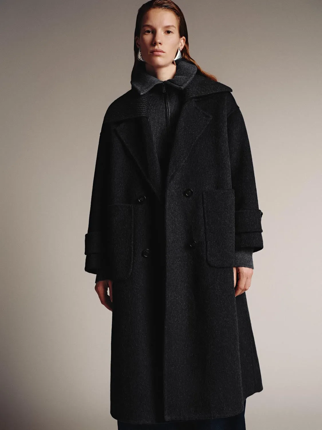 Wool Blend Patch Pocket Large Lapel Coats sold by Urban Revivo product image thumbnail 5