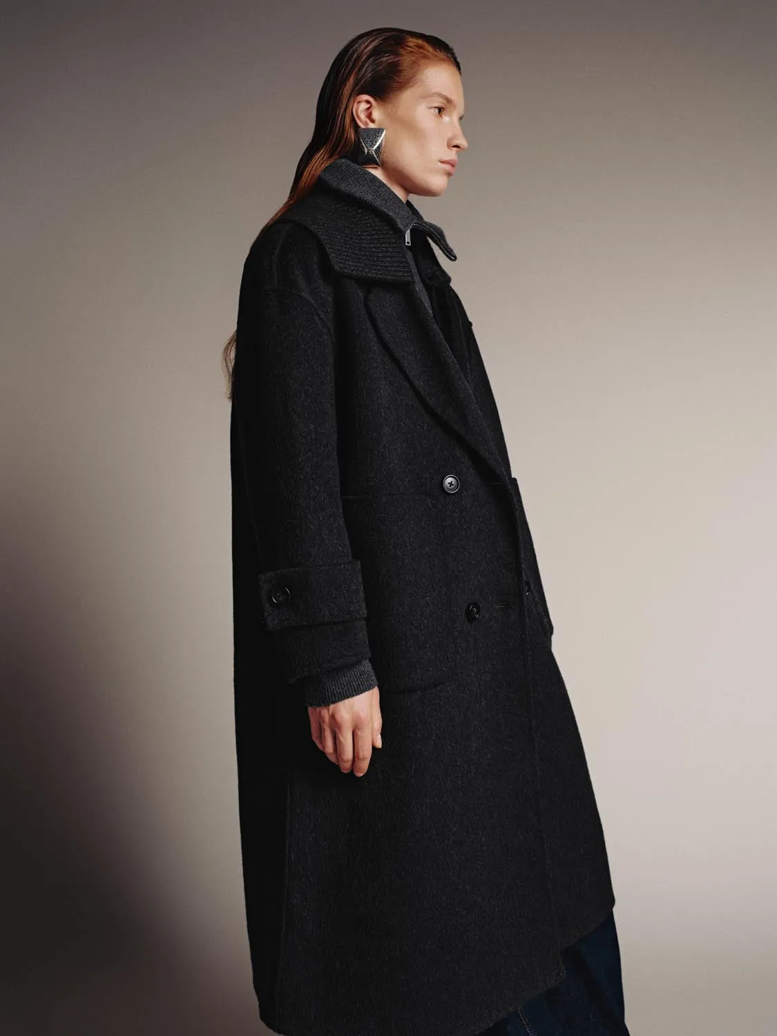 Wool Blend Patch Pocket Large Lapel Coats sold by Urban Revivo product image thumbnail 2