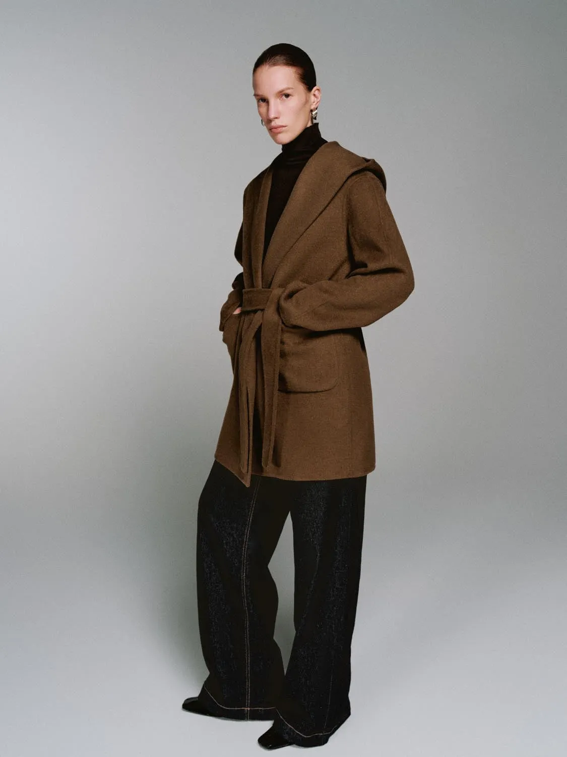 Wool Blend Large Lapel Belted Coats sold by Urban Revivo product image thumbnail 2