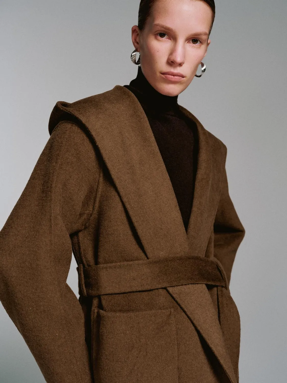 Wool Blend Large Lapel Belted Coats sold by Urban Revivo product image thumbnail 3