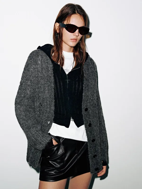 Loose V-Neck Button Up Knitted Cardigans sold by Urban Revivo