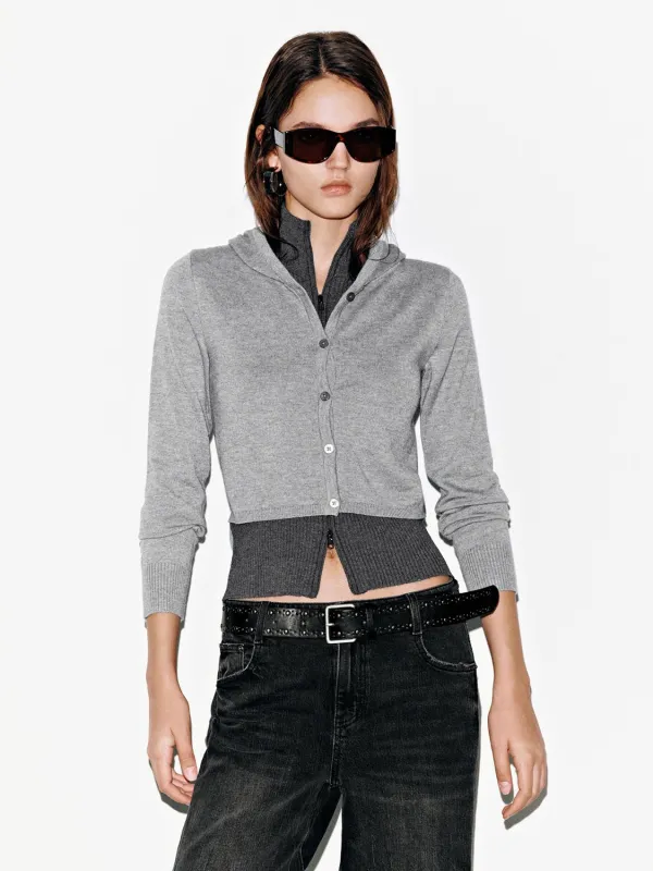 Hooded Button Up Knitted Cardigans sold by Urban Revivo