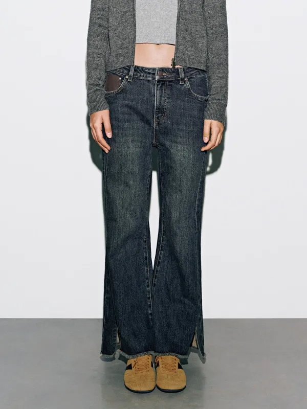 Raw Hem Flare Leg Jeans sold by Urban Revivo