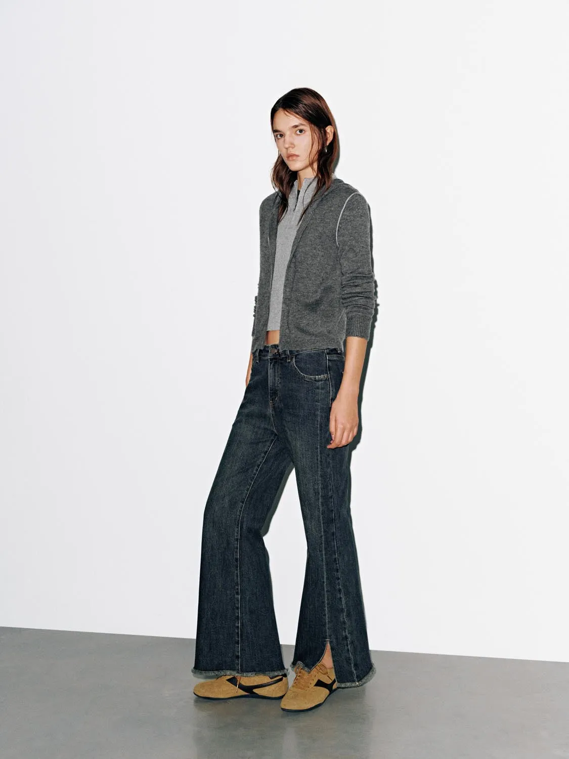 Wool Blend Hooded Zip Up Long Sleeve Knitted T-Shirts sold by Urban Revivo product image thumbnail 5