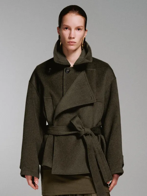 Wool Blend Belted Short Coats sold by Urban Revivo