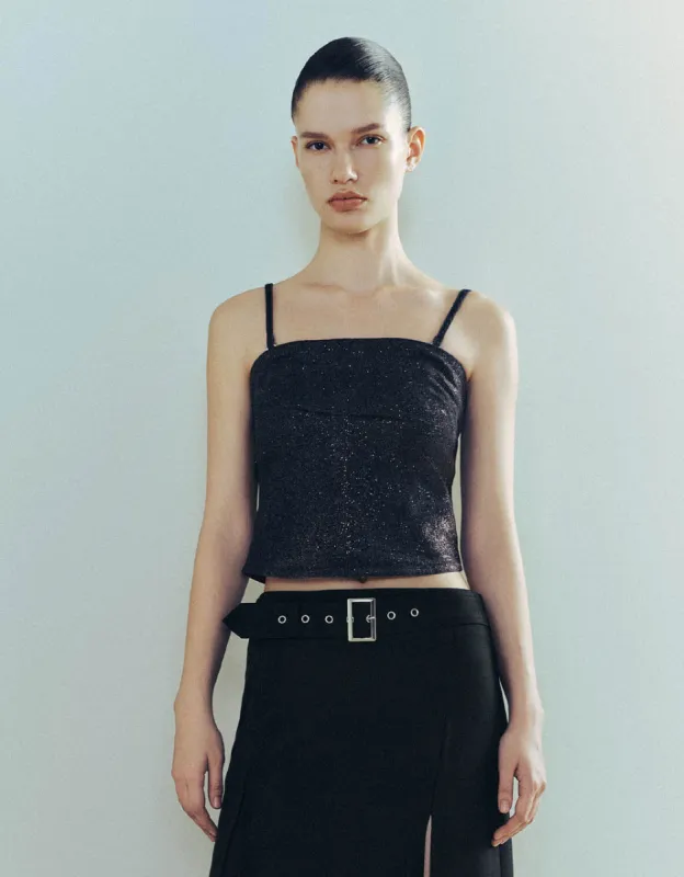 Off-Shoulder Denim Cami Top sold by Urban Revivo