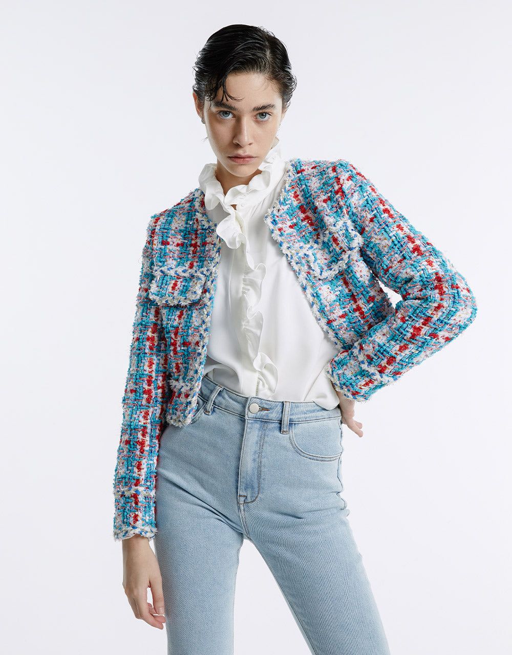 Tweed Cropped Jacket sold by Urban Revivo