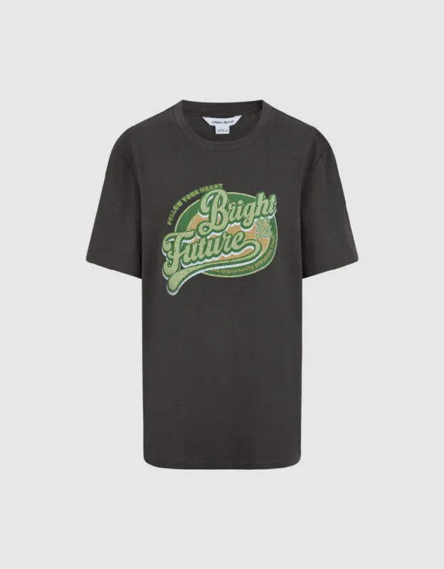 Printed Crew Neck Straight T-Shirt sold by Urban Revivo