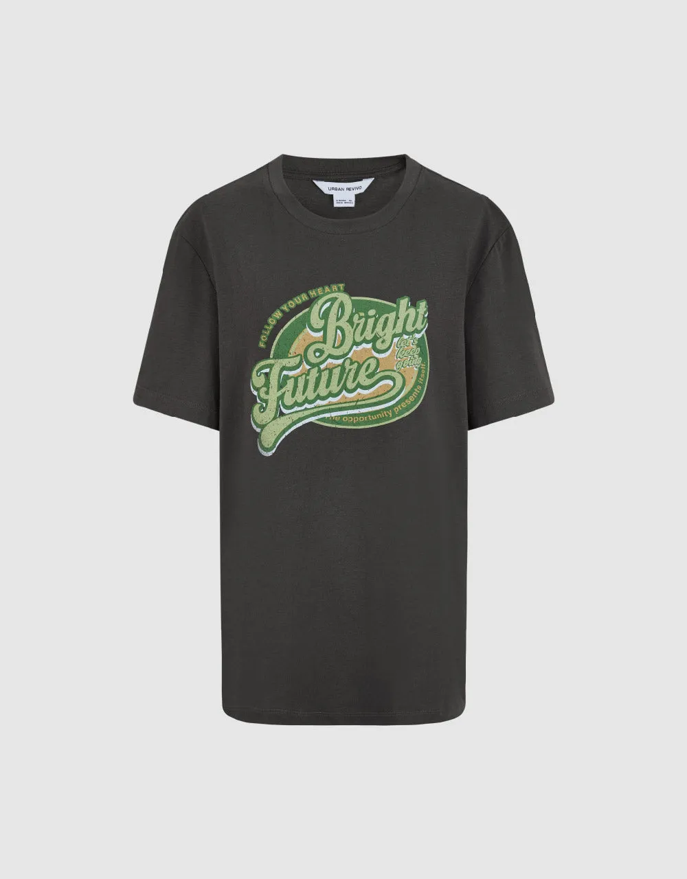 Printed Crew Neck Straight T-Shirt sold by Urban Revivo