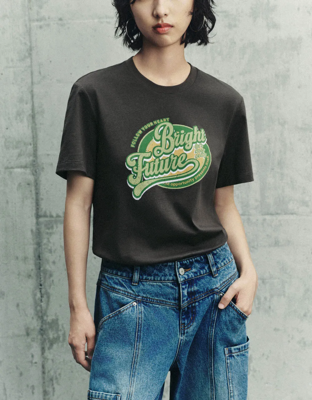 Printed Crew Neck Straight T-Shirt sold by Urban Revivo product image thumbnail 2