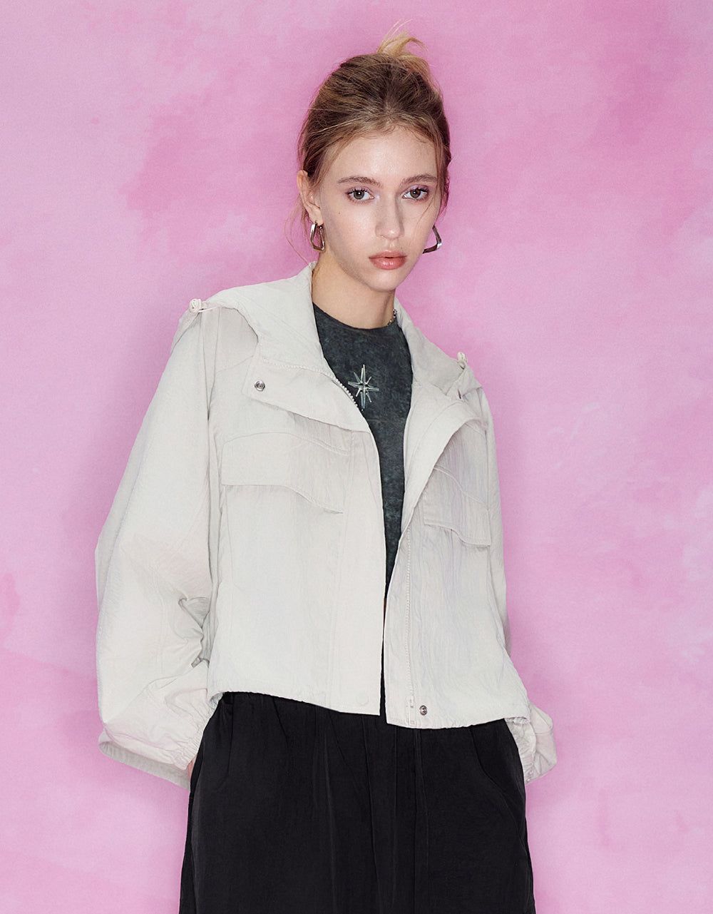 Pressed Button Raglan Sleeve Jacket sold by Urban Revivo