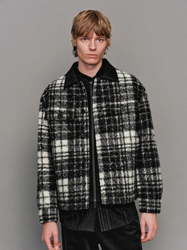 Faux Leather Collar Check Jackets sold by Urban Revivo