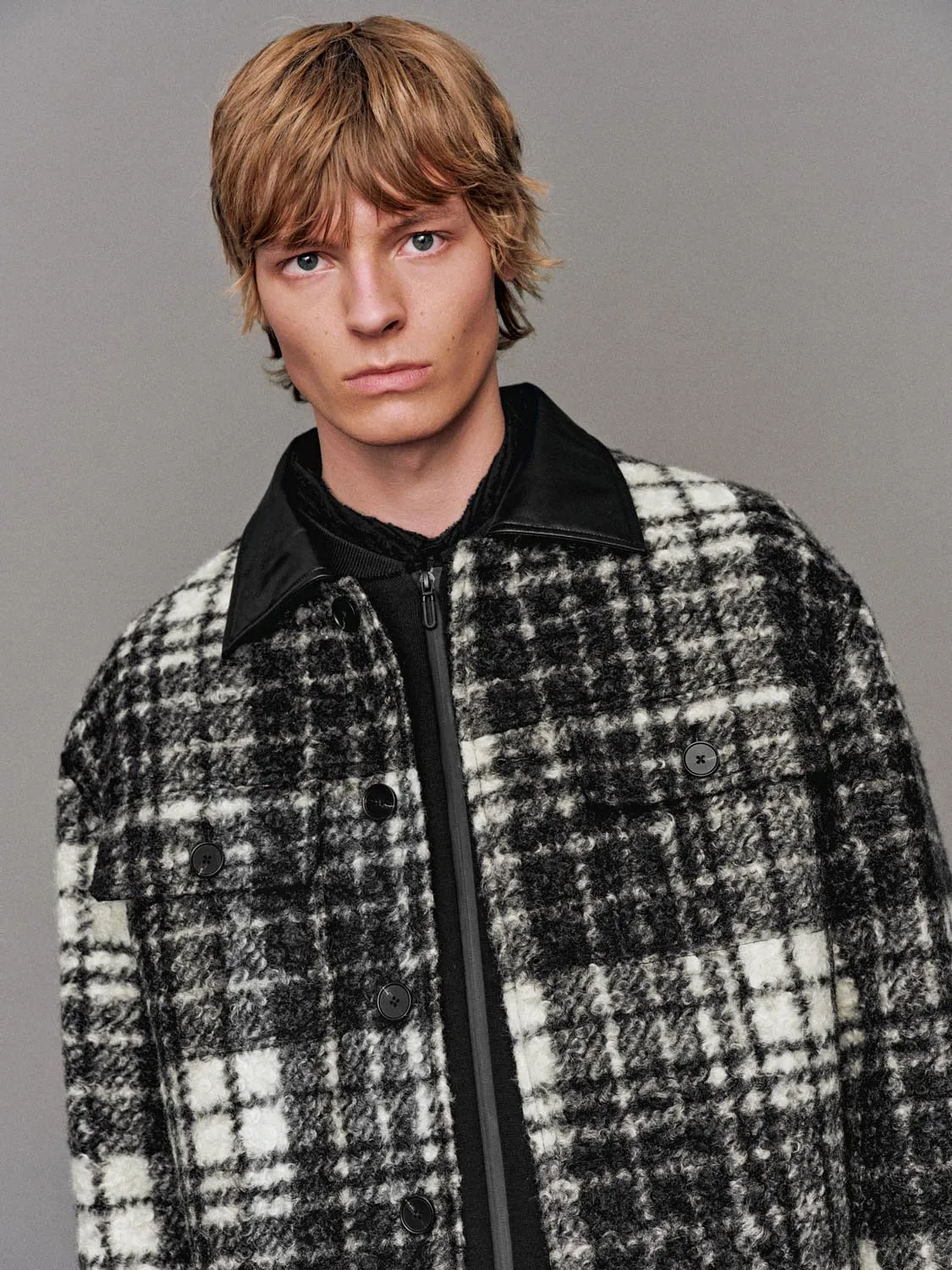 Faux Leather Collar Check Jackets sold by Urban Revivo product image thumbnail 3