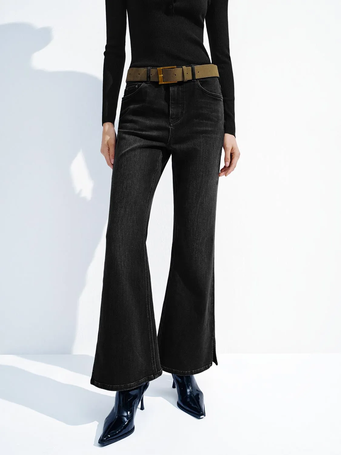 Belted Flare Leg Jeans sold by Urban Revivo product image thumbnail 3