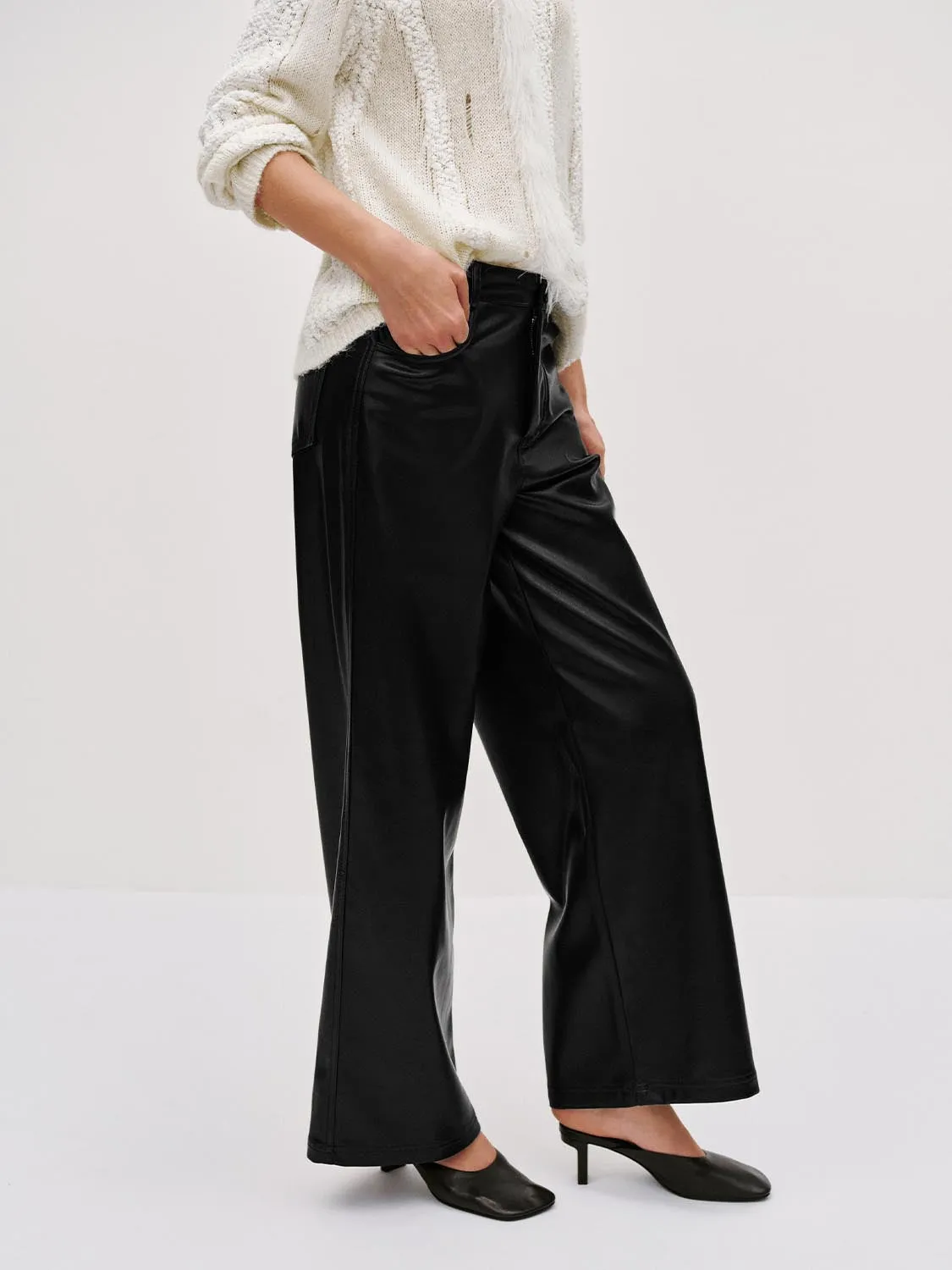Faux Leather Wide Leg Pants sold by Urban Revivo product image thumbnail 3